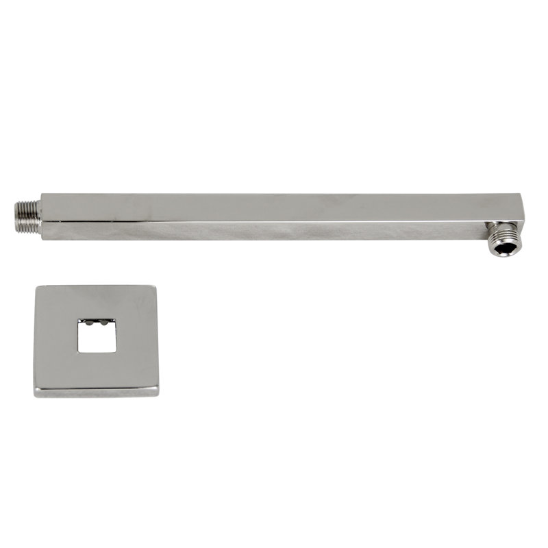 Bras de douche carré mural avec bride Wallmount, Chrome poli