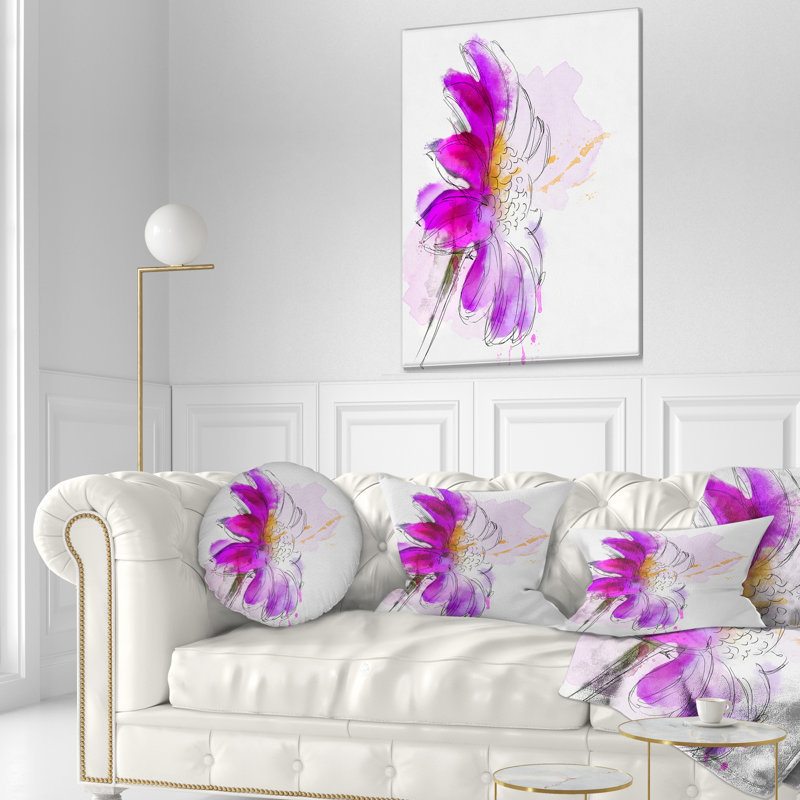 Coussin lombaire gerbera floral aquarelle