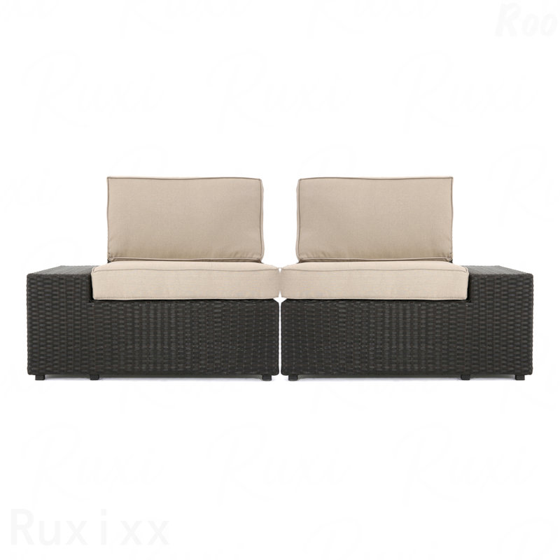Chaise de patio avec accoudoirs (gauche et droit), Beige / brun foncé