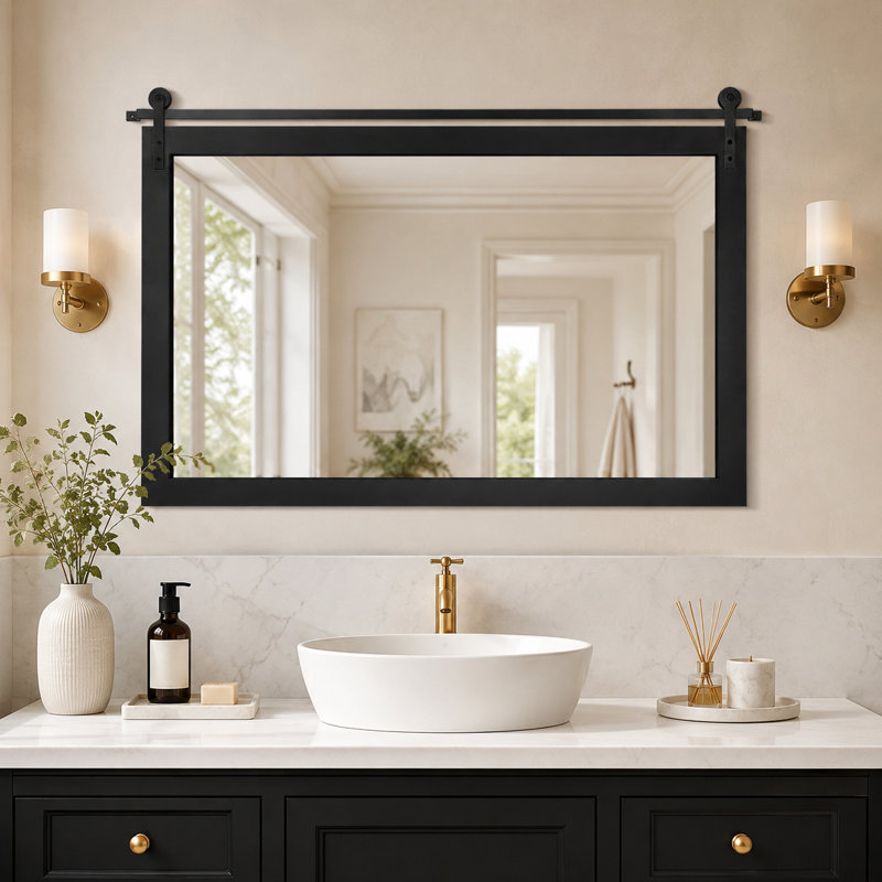 Miroir mural brunilda, 26 po x 40 po, Noir