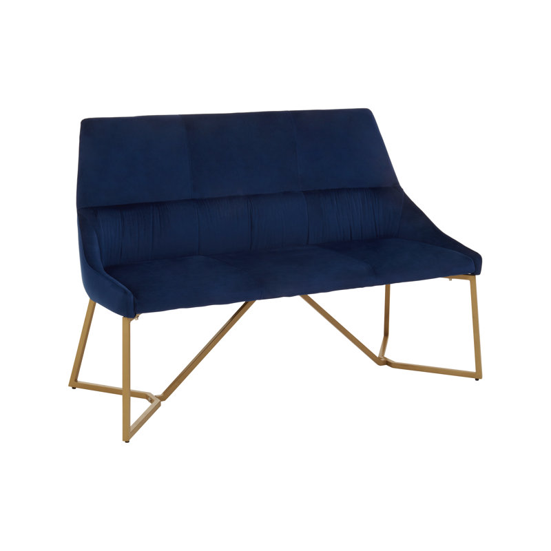 Auxter Velvet Upholstered Bench, Navy