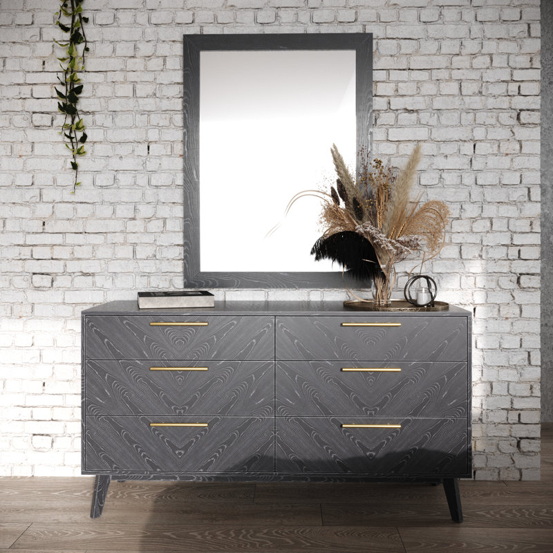 Commode grise à 6 tiroirs Domburg