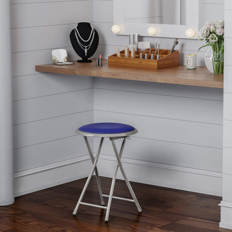Tabouret pliant - Tabouret sans dossier de 18 pouces d'une capacité de 225 lb pour la cuisine ou la salle de jeux - Tabourets de bar d'intérieur portatifs (bleu)