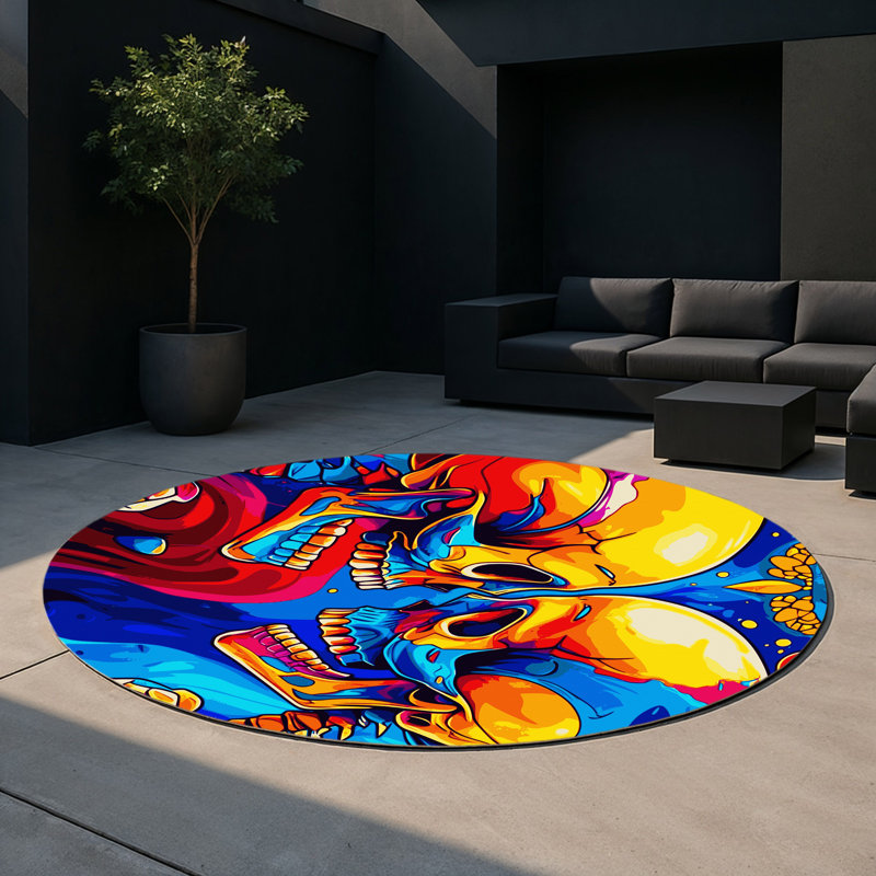 Optical Glow Indoor And Outdoor Area Rug, Round 5'