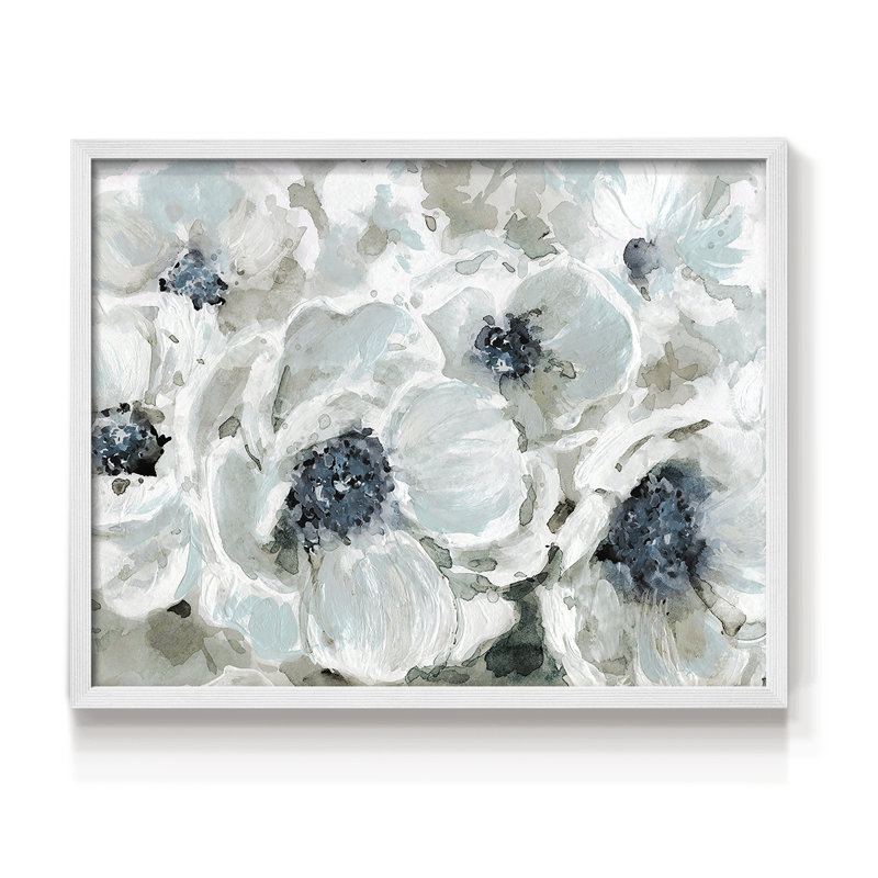 Blues in Bloom -Framed Print - Restickable, 8" H x 10" W, White