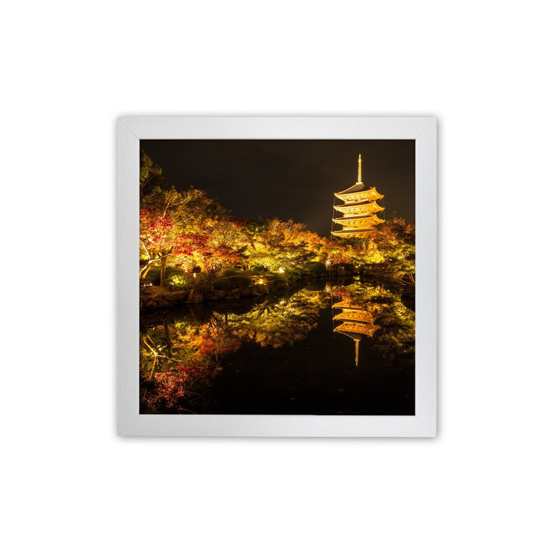 Kyoto Fire by Karsten Wrobel - Print on Canvas, White Framed, 34cm H x 25cm W x 3cm D