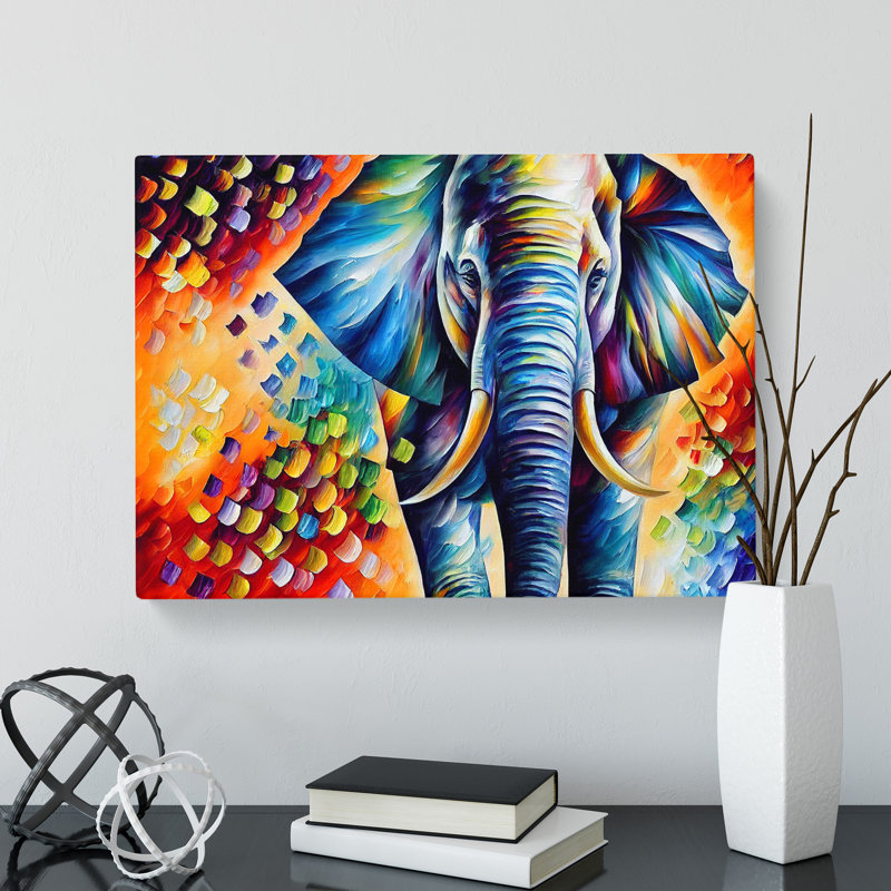 Elephant Painting Abstract - Wrapped Canvas Painting, 35cm H x 50cm W x 3cm D
