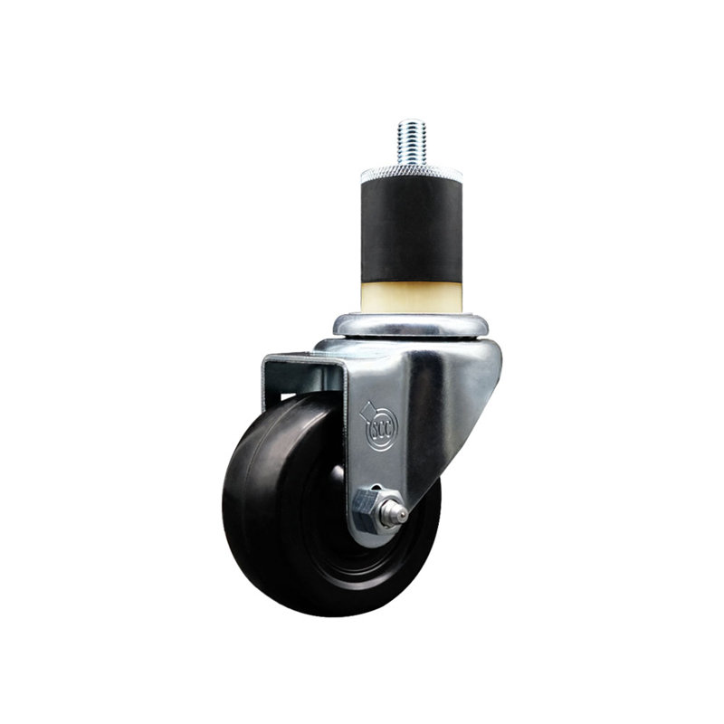 Roulettes pivotantes extensibles en caoutchouc dur de 3 pouces 1-7 / 8 pouces SCC