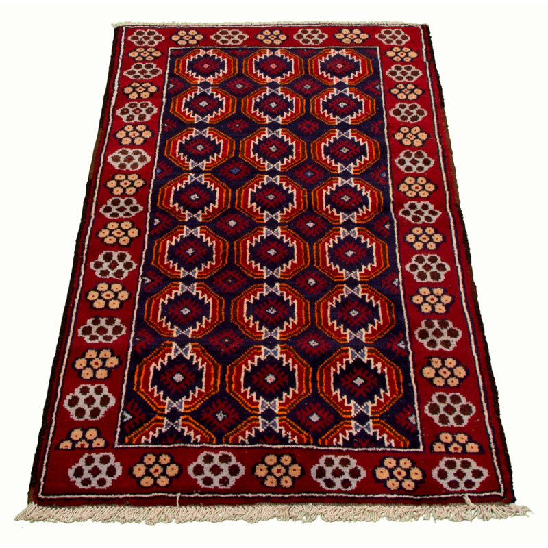 Tapis décoratif en laine noué à la main de conception unique 3 pi 3 po x 5 pi 11 po new age rizbaft