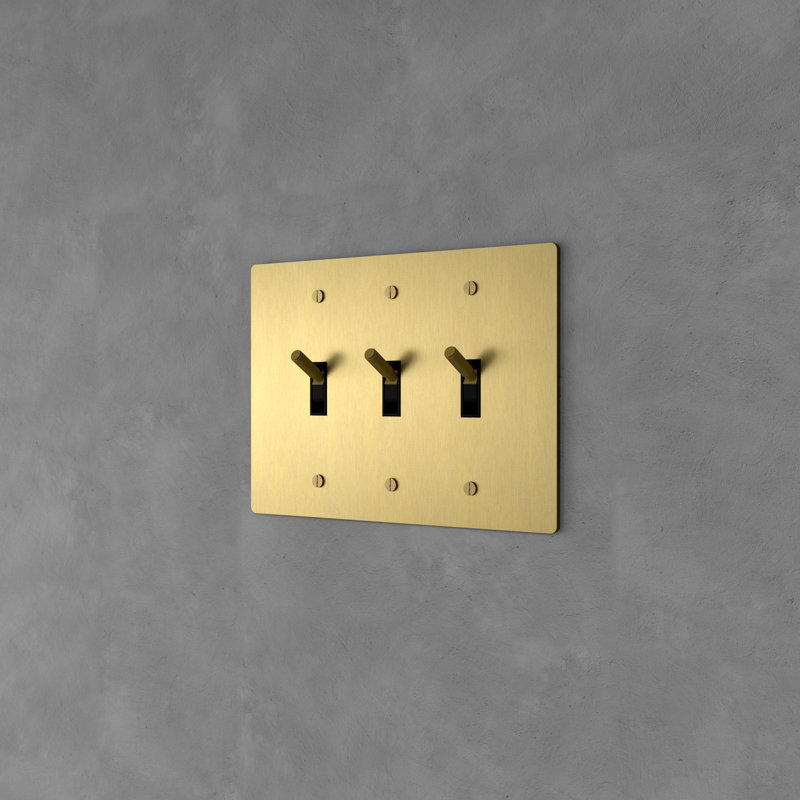Ozarke Modern Brass Toggle Switch, Brass, 3 Gang 2 Way