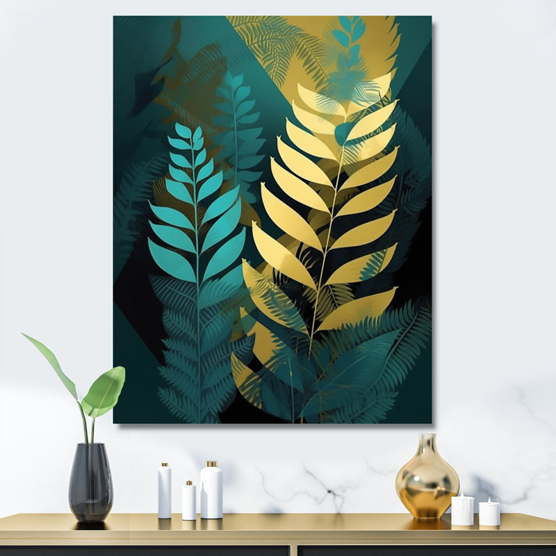 Nathen Harmonious Ferns III - Imprimé, H 32 po x l 16 po x P 1 po, Toile tendue