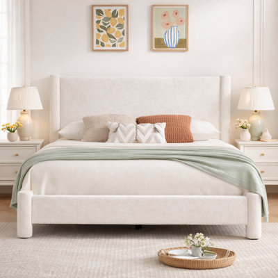  Wauseon Luxury Post Upholstered Bed with Fluffy Velvet, Soft Rounded Corners, No Box Spring Required, Easy Assembly