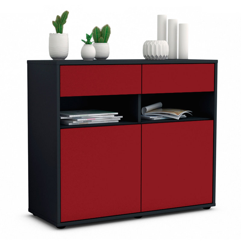 Portola 92cm Sideboard, Anthracite/Red