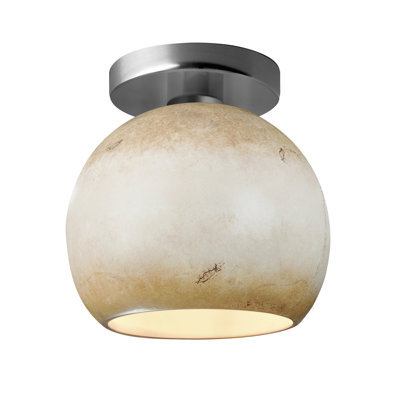 Radiance - Medium Globe Semi-Flush - Greco Travertine - Brushed Nickel - Dedicated LED