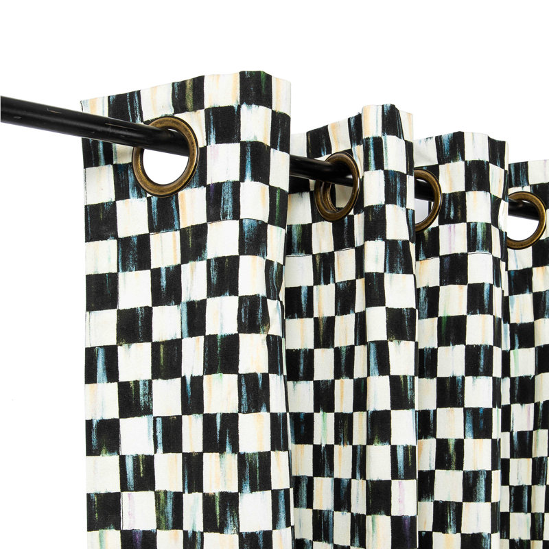 Black and White Cotton Room-Darkening Grommet Curtains for Kids