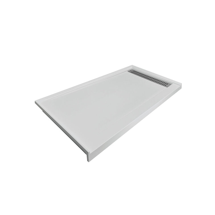 Transolid 60-in x 32-in Cast Solid Surface Shower Base With Left Hand Drain, Concrete