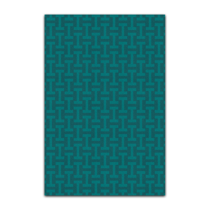 Tapis tissé à motif géométrique turquoise H Logo, Tapis de couloir 3 pi 3 po x 9 pi 10 po