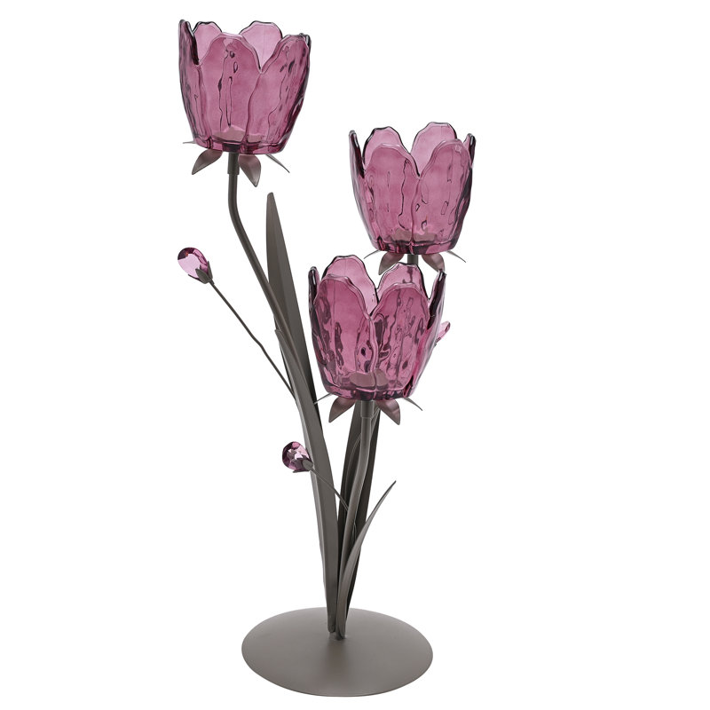 44.4Cm Glass Metal Tabletop Votive Holder