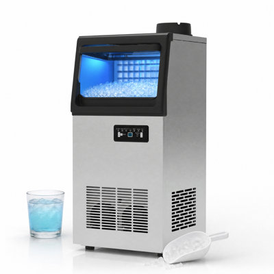 Machine à glaçons commerciale autoportante en acier inoxydable 13,78 po. Production de glace par jour, 20 lb Bac de rangement et autonettoyant