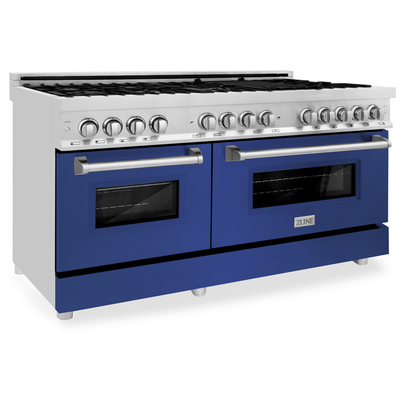 ZLINE 60" Legacy Dual Fuel Range, Blue Matte Stainless Steel