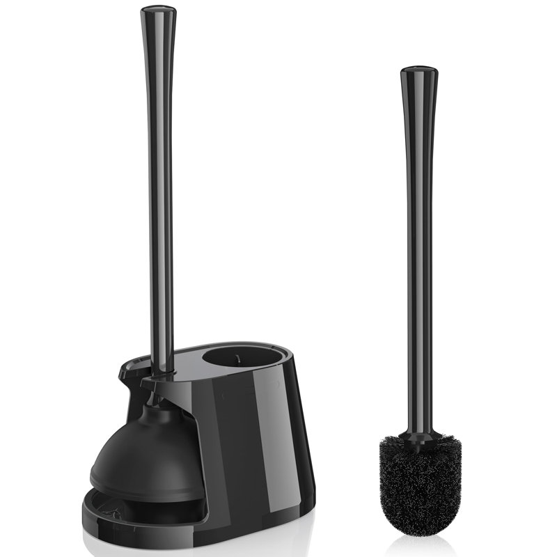 Ensemble de piston de toilette et brosse, Noir