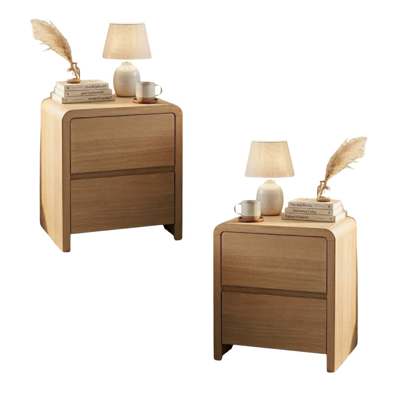Ginan Set Of 2 Drawer Nightstand, Bedside Table With Storage Drawers, Night Stand For Bedroom, End Table Or Side Table For Living Room, 15.6" D X 18.9" W X 21.7" H