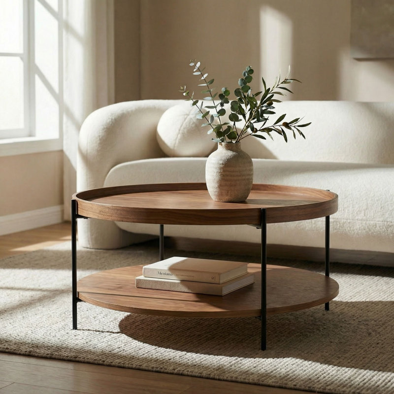 Grande table basse moderne Sulender, Noyer