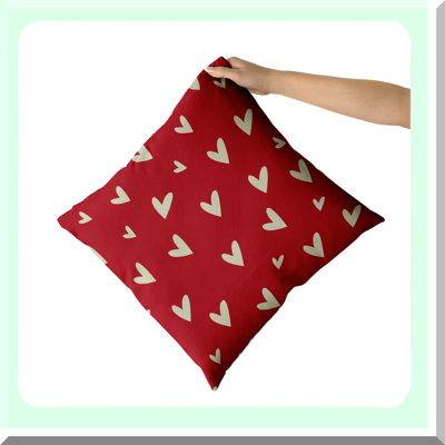 Love Heart Holiday Pillow Covers - Set of 2 Romantic Themed Decorative Throw Pillows for Valentines Day - Cotton Cushion Cover for Home Couch Bed - Square Soft Pillowcase Gifts