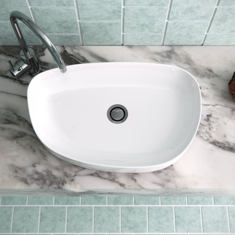Ceramic Vessel Bathroom Sink, Gloss White