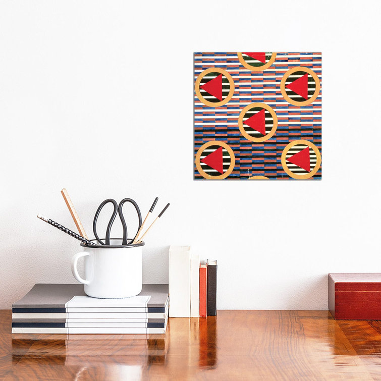 Red Triangles In Circles by Lyubov Popova - Wrapped Canvas Print