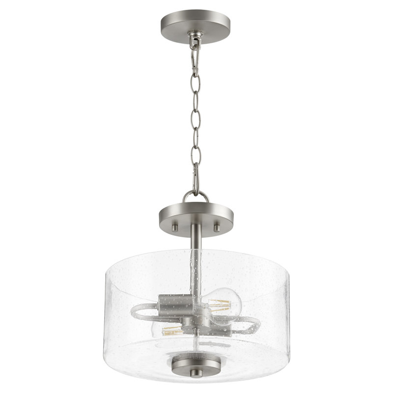 Tingledale Glass Semi Flush Mount, Satin Nickel