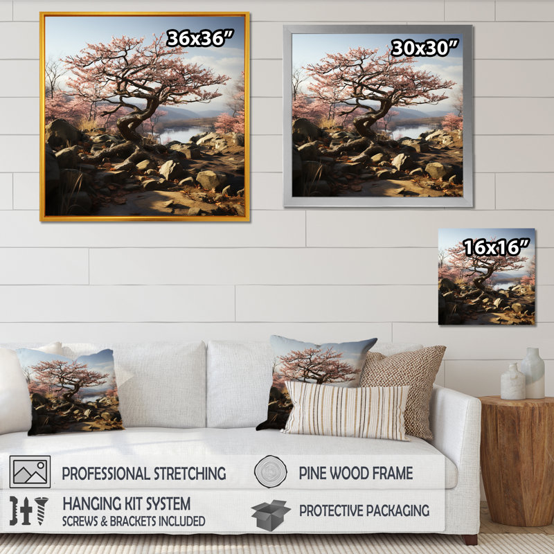 Bonsai serein au Japon sur toile, H 24 po x l 24 po x P 1 po, Toile tendue