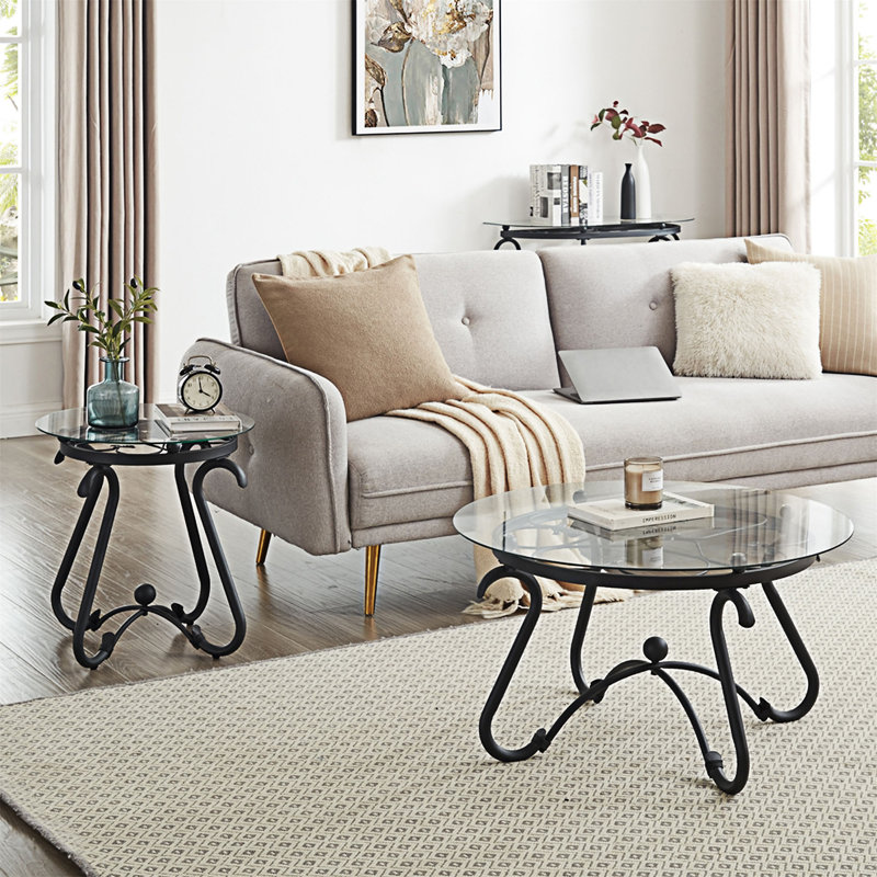 Tempered Glass Surface Coffee Table Set