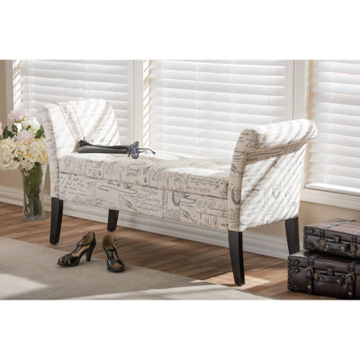 Linen Upholstered Storage Bench