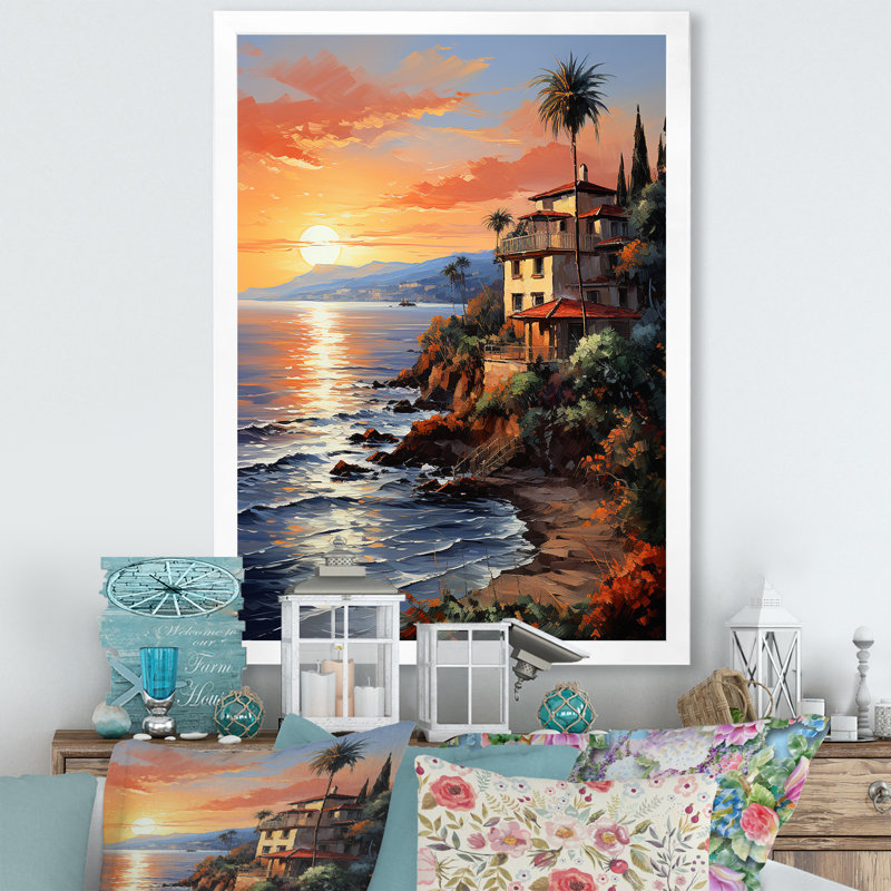 Espagne, coucher de soleil sur la Costa Del Solin I sur toile, H 32 po x l 16 po x P 1 po, Cadre photo blanc