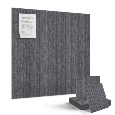 Paquet de 9 babillards en feutre acoustique - 11,8 x 11,8 po, auto-adhésifs, insonorisés, réducteurs d'écho - Panneaux muraux pour la maison, le bureau et le bureau - tons neutres - gris foncé