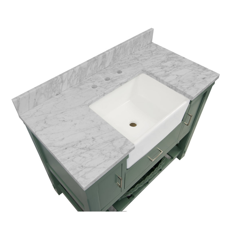 Hitton 42'' Single Bathroom Vanity with Top, Sage Green, Gray