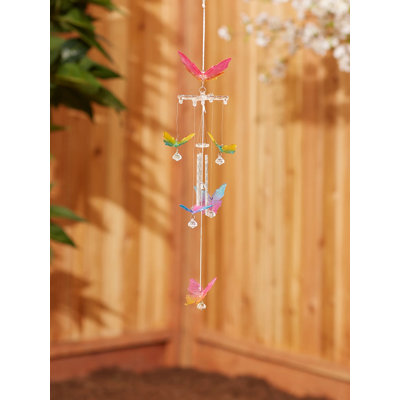 Rainbow Butterfly Wind Chimes | Colorful Hanging Patio Decor