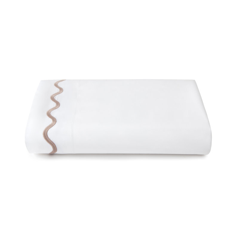 Ripple Bedding Flat Sheet, Twin Coverlet / Bedspread, White/Taupe
