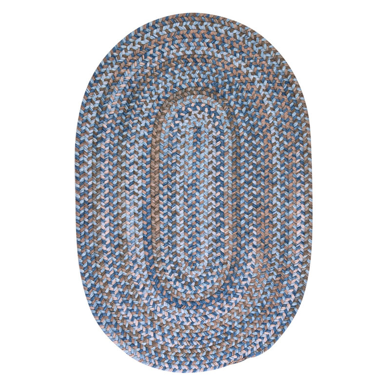 Tapis réversible en laine Oyola - bleu-brun, Ovale 7 pi x 9 pi