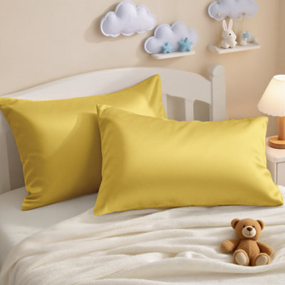 Taies d'oreiller pour enfant en satin de coton à densité de tissage 500 fils, housses de coussin respirantes à fermeture en douceur, 13 x 18 po, paquet de 2