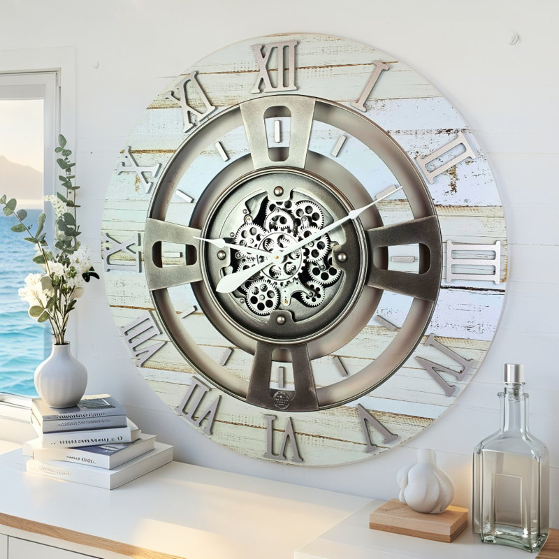 Solid Wood Wall Clock, Desert Beige, Large 61cm