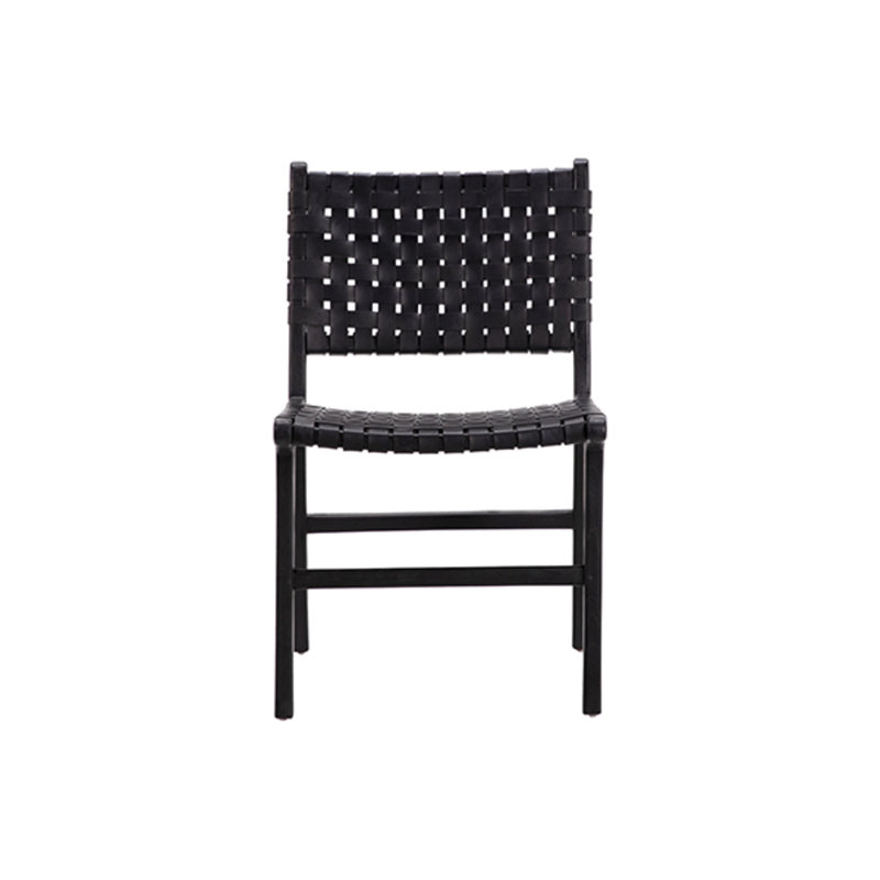 Chaise d'appoint en cuir Lovella Valeria, Cuir noir antique, Cadre noir