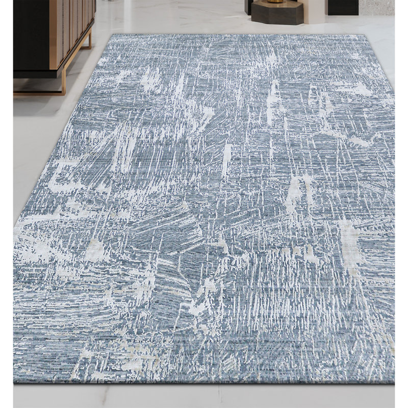 Camouflage Area Rug in Blue, Rectangle 9' x 12'