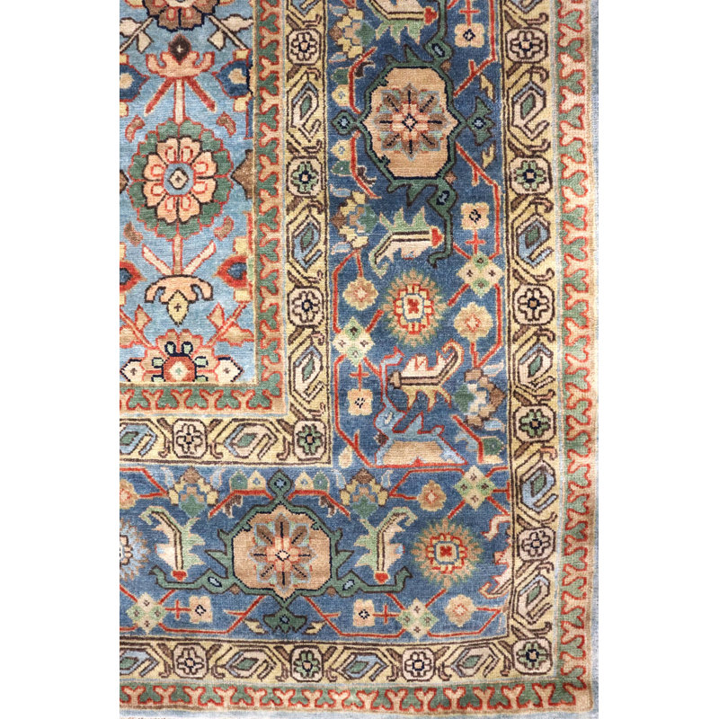 Mina Khani Wool Southwestern Area Rug in Blue/Aqua/Brown, Rectangle 7'10" x 10'