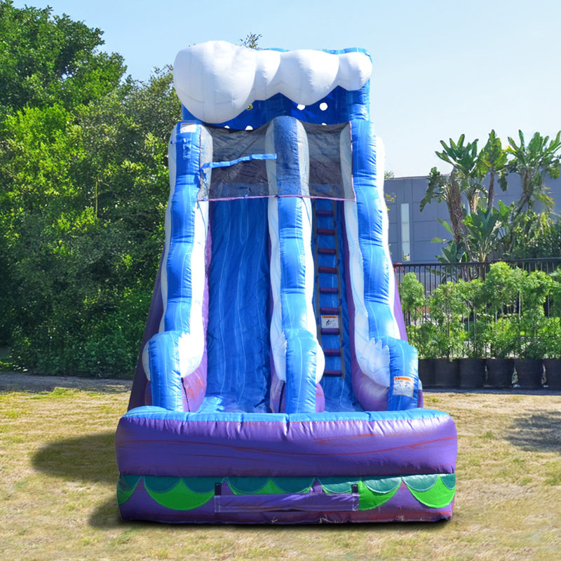 Toboggan gonflable de 19 pi avec piscine Splash JumpOrange Mermaid