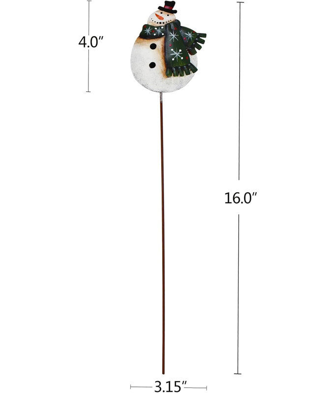 Piquet de bonhomme de neige en métal 16 po H 16 po ASST