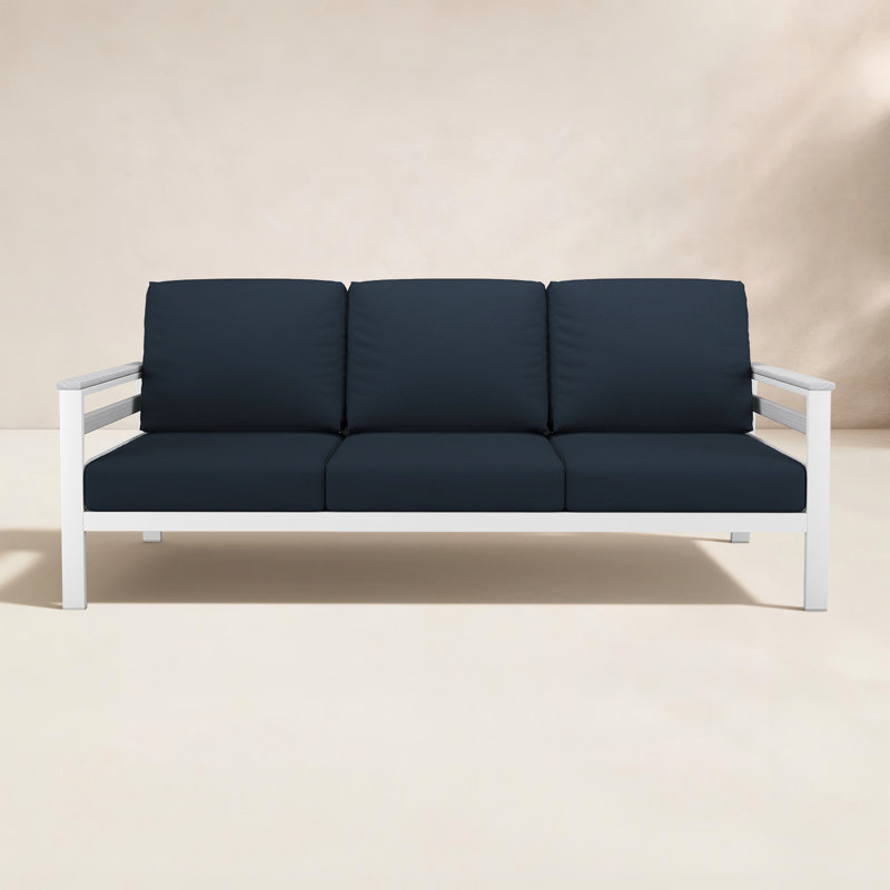 Townsend Metal Outdoor Sofa With Sunbrella Cushion, Canvas Navy