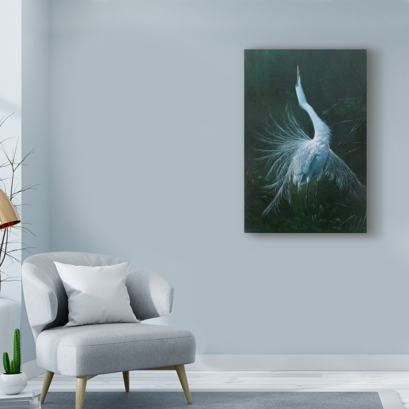 «Showing Egret» par Michael Jackson, reproduction sur toile, H 24 po x l 16 po x P 2 po