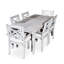 Table rectangulaire d'extérieur gris argenté avec parasol